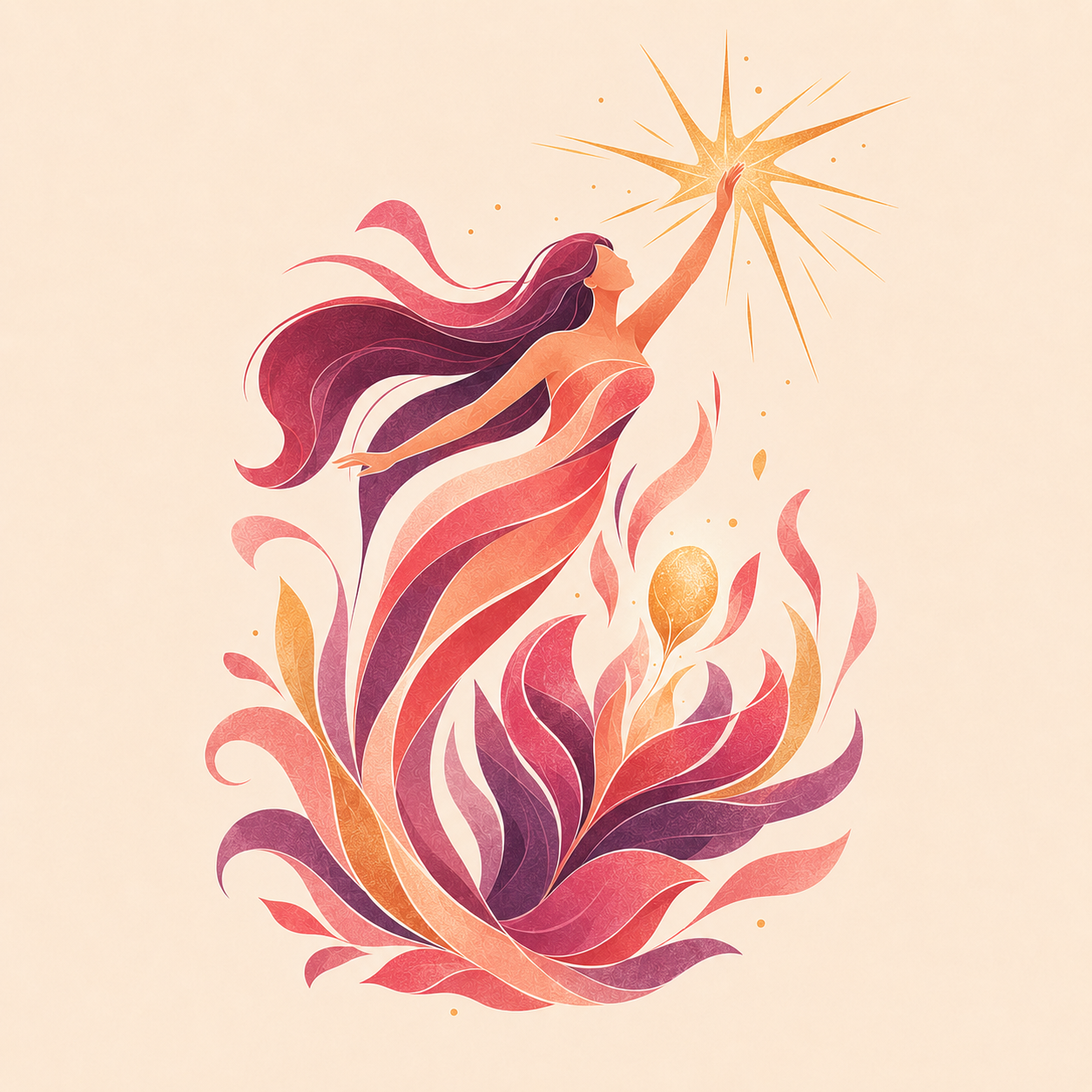 Illustrated LH character reaching toward a golden burst that represents the ovulation signal.